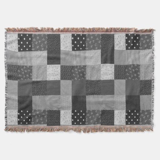 Vintage Musterquadrate für Schwarzweißpatchwork Decke (Vorderseite)