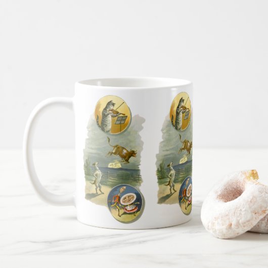 Vintage-Mutter-Gans-Kinderreim Hey Diddle Kaffeetasse (Mit Donut)