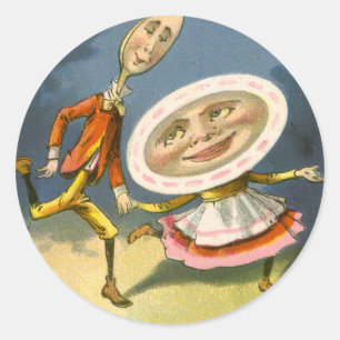 Vintage-Mutter-Gans-Kinderreim Hey Diddle Runder Aufkleber
