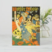 Vintage Mutter Gans lesen Bücher für Kinder Einladung (Stehend Vorderseite)