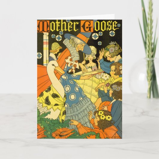 Vintage Mutter Gans lesen Bücher für Kinder Karte (Vorderseite)