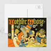 Vintage Mutter Gans lesen Bücher für Kinder Postkarte (Vorne/Hinten)