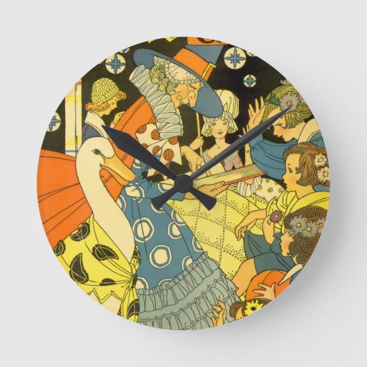 Vintage Mutter Gans lesen Bücher für Kinder Runde Wanduhr (Vorderseite)