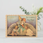 Vintage Mutter Gänse Kinder Twins Kinderdusche Einladung (Stehend Vorderseite)