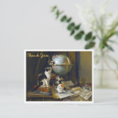 Vintage Mutter Katze Kätzchen Welt Kugel Danke (Stehend Vorderseite)