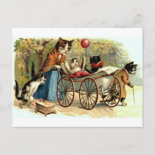 Vintage Mutter-Katze Postkarte (Vorderseite)