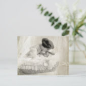 Vintage Mutter küsst Baby in Bassinet Postkarte (Stehend Vorderseite)