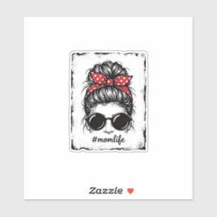 Vintage-Mutter-Leben-Unordentlicher-Bun-Bandana-Sh Aufkleber
