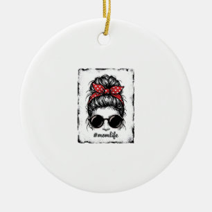 Vintage-Mutter-Leben-Unordentlicher-Bun-Bandana-Sh Keramik Ornament
