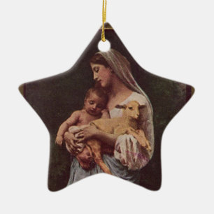 Vintage Mutter Maria und Jesuskind Keramikornament