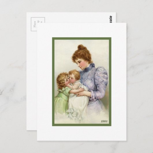Vintage Mutter mit Kindern Postkarte (Vorne/Hinten)