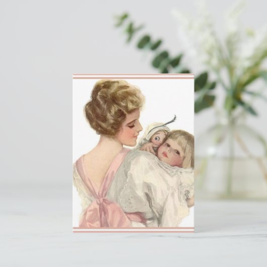 Vintage Mutter Tochter Postkarte (Stehend Vorderseite)