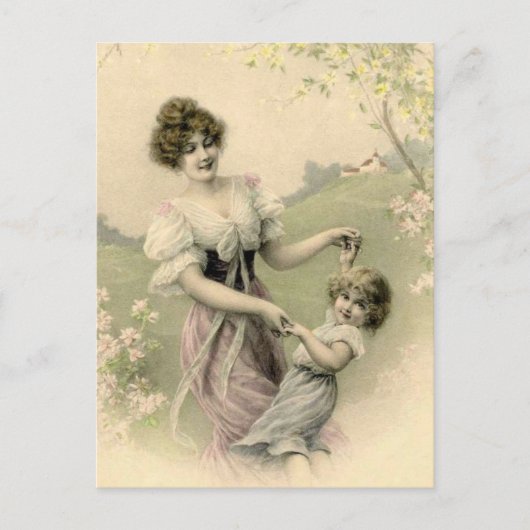 Vintage Mutter und Kind beim Tanzen Postkarte (Vorderseite)