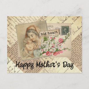 Vintage Mutter und Kind Blumen Collage Postkarte