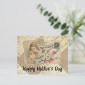 Vintage Mutter und Kind Blumen Collage Postkarte (Stehend Vorderseite)