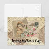 Vintage Mutter und Kind Blumen Collage Postkarte (Vorne/Hinten)