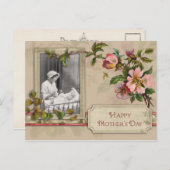 Vintage Mutter und Kind mit Blume Postkarte (Vorne/Hinten)