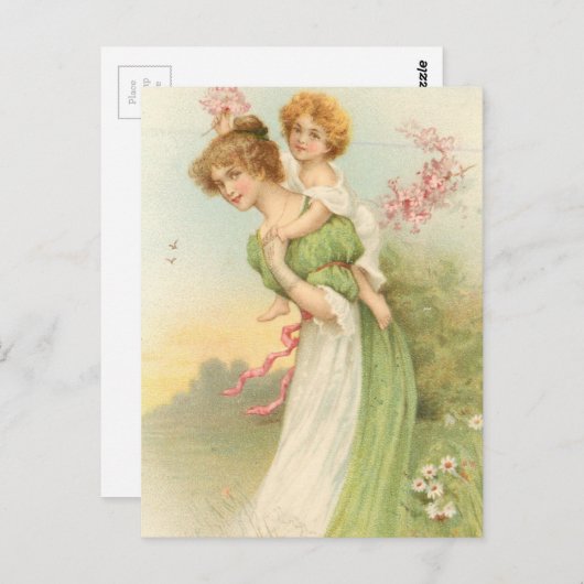 Vintage Mutter und Kind Postkarte (Vorne/Hinten)