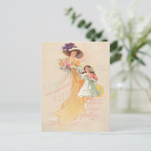 Vintage Mutter und Kind Postkarte (Stehend Vorderseite)