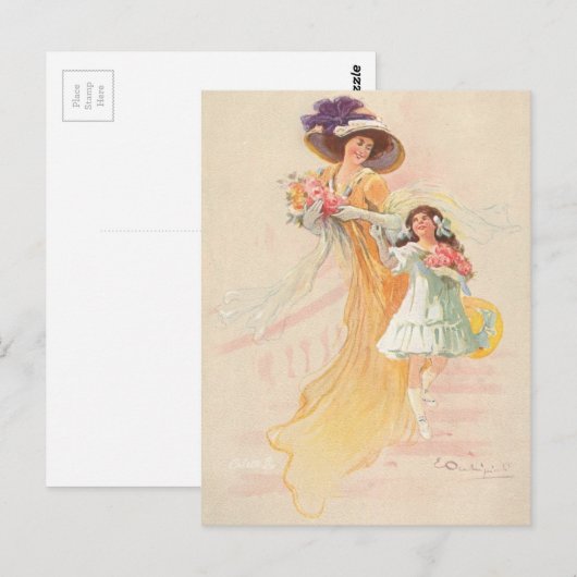 Vintage Mutter und Kind Postkarte (Vorne/Hinten)
