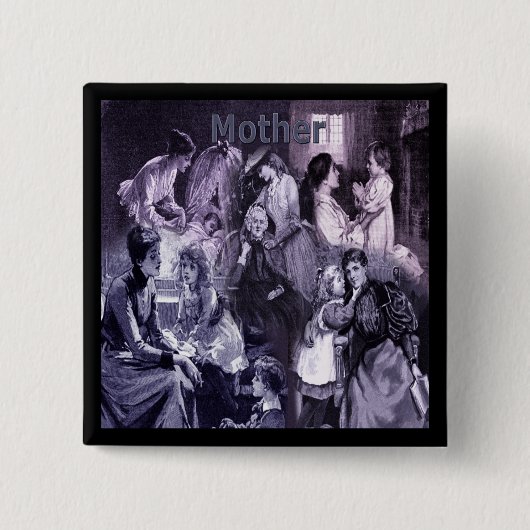 Vintage-Mütter-und-Kinder-Collage Muttertag Button (Vorderseite)