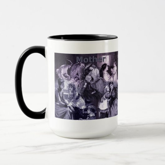 Vintage-Mütter-und-Kinder-Collage Tasse (Links)