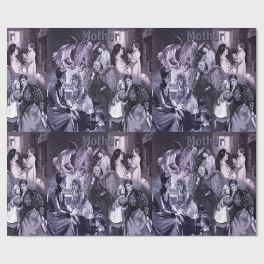 Vintage Mütter und Kinder Geschenkpapier (Flach)