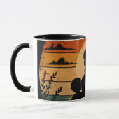 Vintage-Mutter-und-Kinder-Sonnenuntergangs-Kaffeet Tasse (Links)