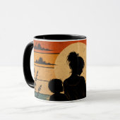 Vintage-Mutter-und-Kinder-Sonnenuntergangs-Kaffeet Tasse (Vorderseite Links)