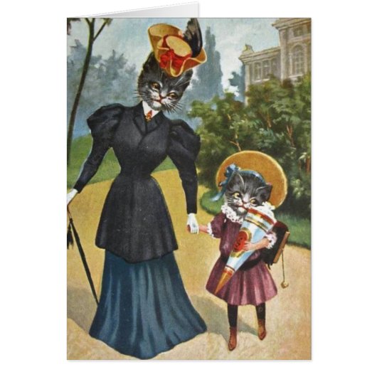 Vintage - Mutter und Tochter Katzen, (Vorne)