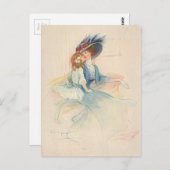 Vintage Mutter und Tochter Kiss Postkarte (Vorne/Hinten)