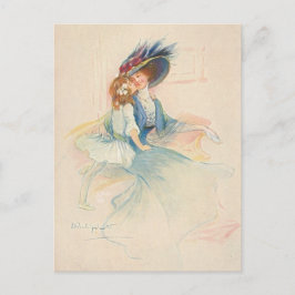 Vintage Mutter und Tochter Kiss Postkarte