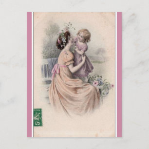 Vintage Mutter und Tochter Postkarte