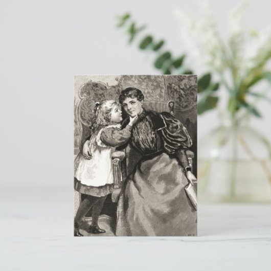 Vintage Mutter und Tochter Postkarte (Stehend Vorderseite)