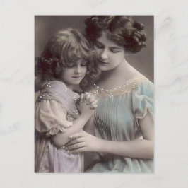 Vintage Mutter und Tochter Postkarte