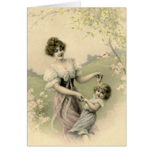 Vintage Mutter und Tochter spielen Muttertag