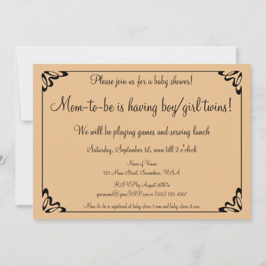 Vintage Muttergoose, Twins Baby Dusche Einladung (Rückseite)