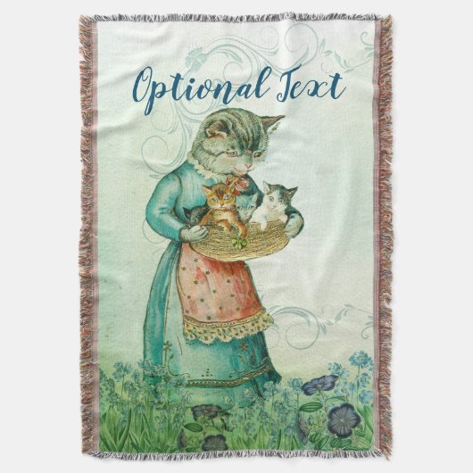Vintage-Mutterkatze mit Kätzchen Decke (Vorderseite Vertikal)