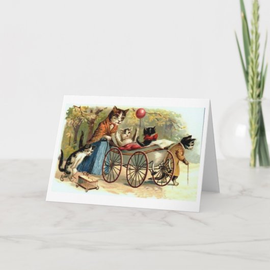 Vintage Mutterkatze und Kindertageskarte Karte (Vorderseite)