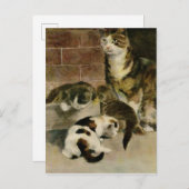Vintage Mutterkatze und Kitten Ankündigungspostkarte (Vorne/Hinten)