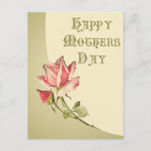 Vintage Muttertag mit rosa Rosen Postkarte
