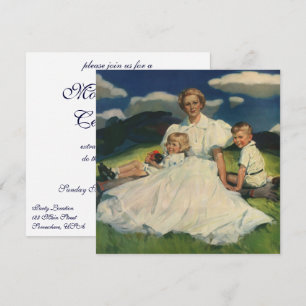 Vintage Muttertag, Mutter mit Kindern Einladung