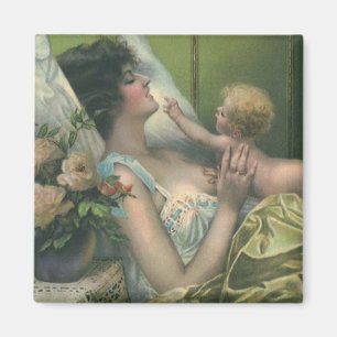 Vintage Muttertag, viktorianische Mutter mit Baby Magnet