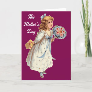 Vintage Muttertags-Girly mit Geschenken Grußkarte Karte