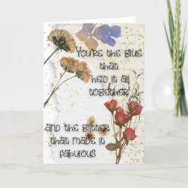 Vintage Muttertagskarte mit gepresster Blume Dankeskarte