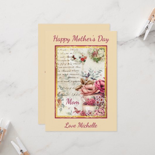 Vintage Muttertagskollektion Karte (Vorderseite/Rückseite Beispiel)