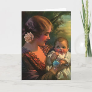 Vintage-Muttertagsporträt, Mutter und Baby Karte