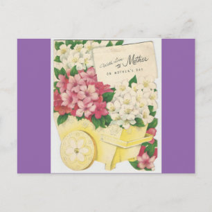 Vintage-Muttertagswagen voller Blumen Postkarte