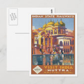 Vintage Muttra Mathura Indien Postkarte (Vorne/Hinten)