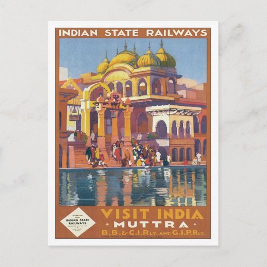 Vintage Muttra Mathura Indien Postkarte (Vorderseite)